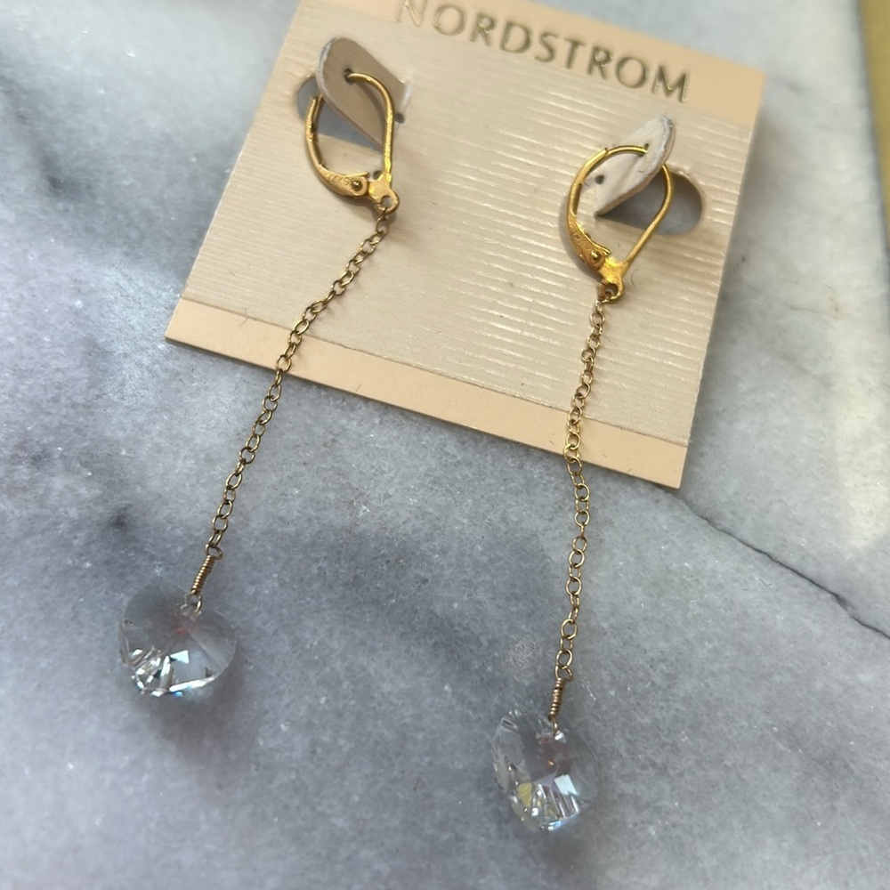 Crystal Hearts on a Chain Earrings-Boutique - Picture 5 of 5